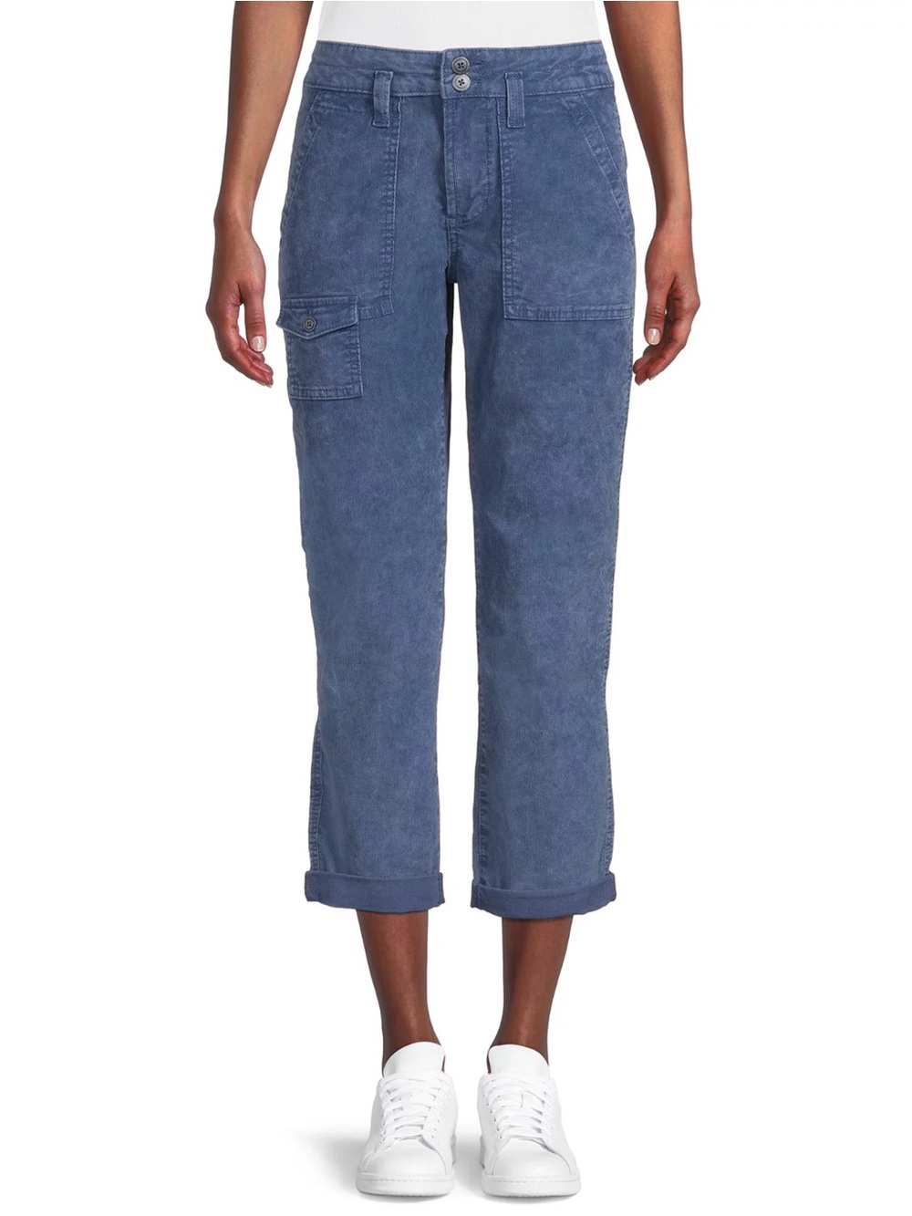 🔥5 for $25🔥 NWT Plus Size Blue Corduroy Cargo Pant Capri Crop